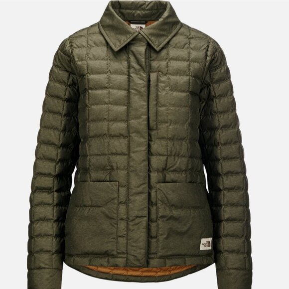 North Face Womens M Thermoball Eco Snap Puffer Puffy Jacket Coat Olive Green - Picture 3 of 9